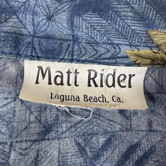 Matt Rider Laguna Beach Shirt XXL Blue WW ll Airplanes Palm Trees Aloha Hawaiian - Picture 2 of 6